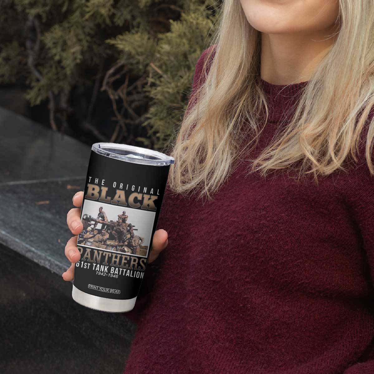 761st Tank Battalion Tribute Tumbler Cup Black Panthers WW2 Heroes TS02