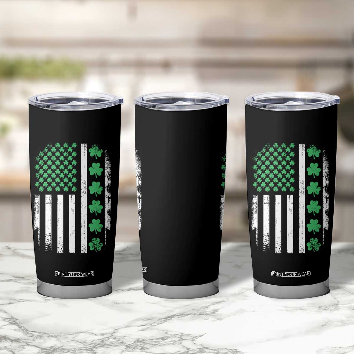 American Shamrock Flag Tumbler Cup Lucky St Patricks Day TS02