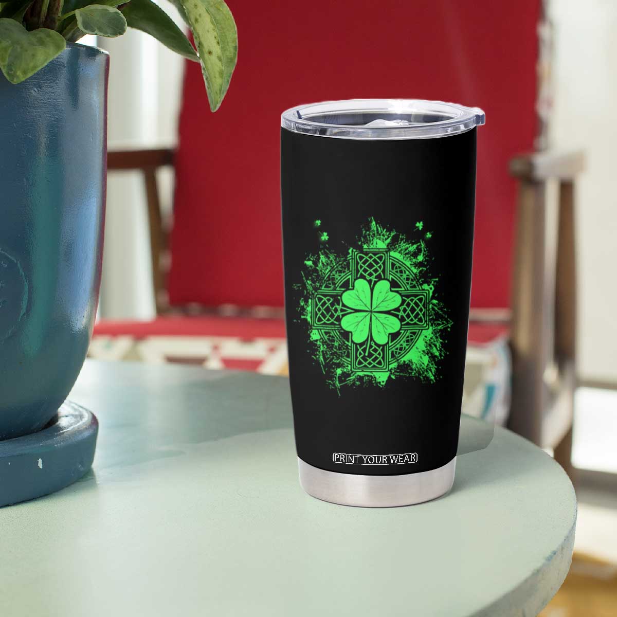 Celtic Knot Irish Shamrock Tumbler Cup St Patricks Day TS02