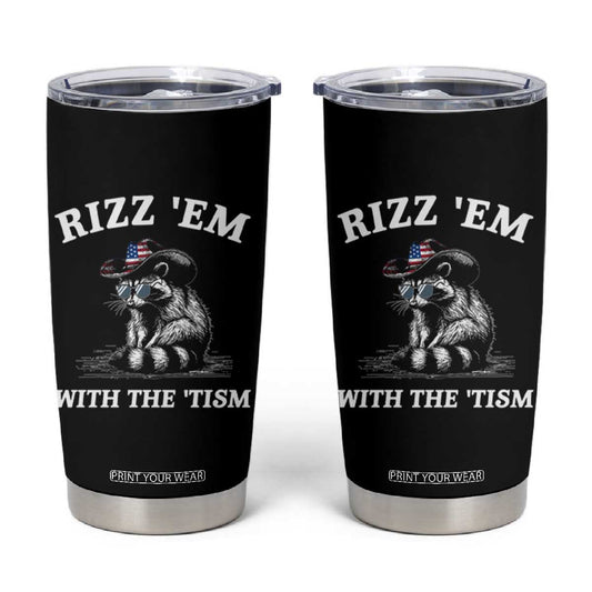 Autism Racoon Cowboy Tumbler Cup Rizz Em With The Tism TS02