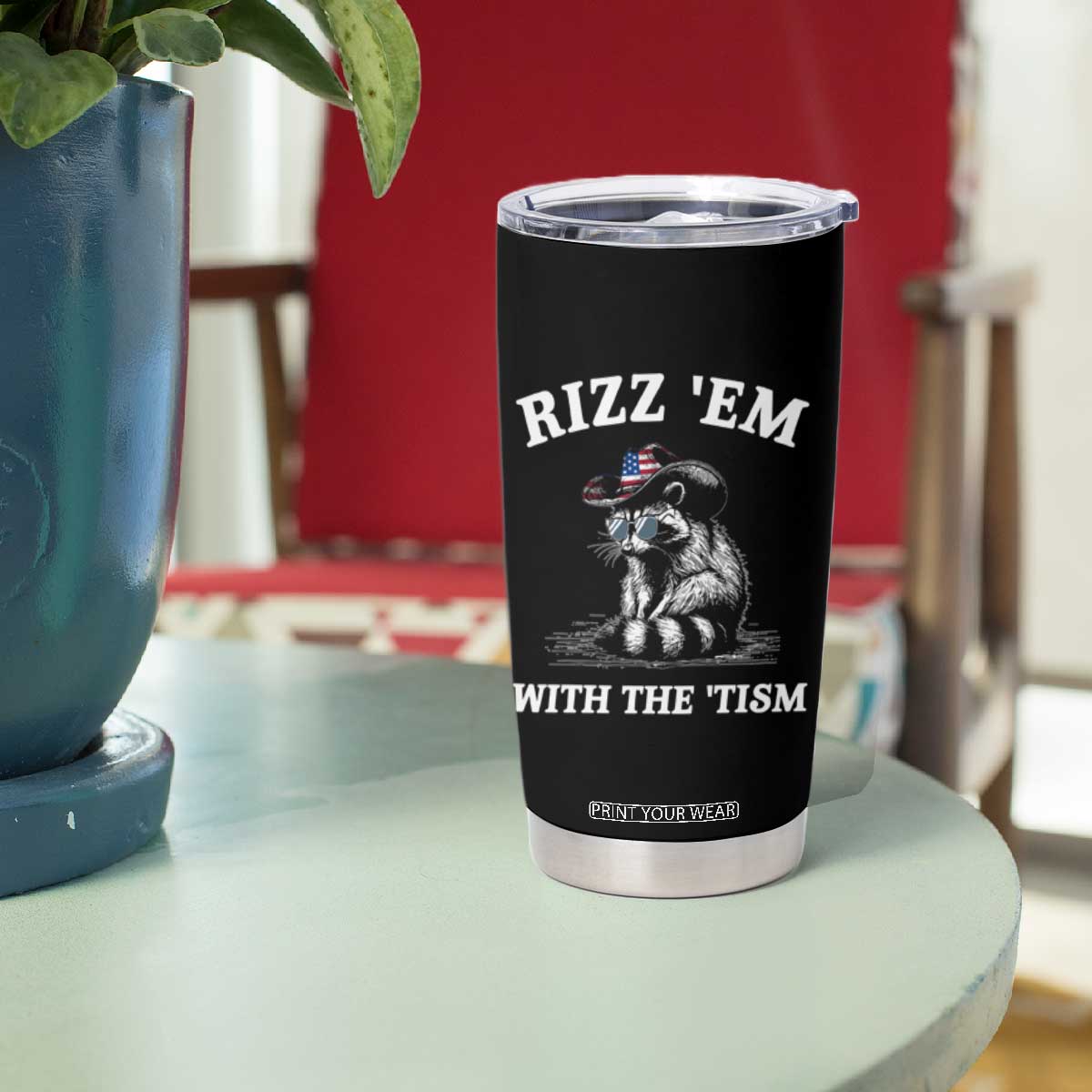 Autism Racoon Cowboy Tumbler Cup Rizz Em With The Tism TS02