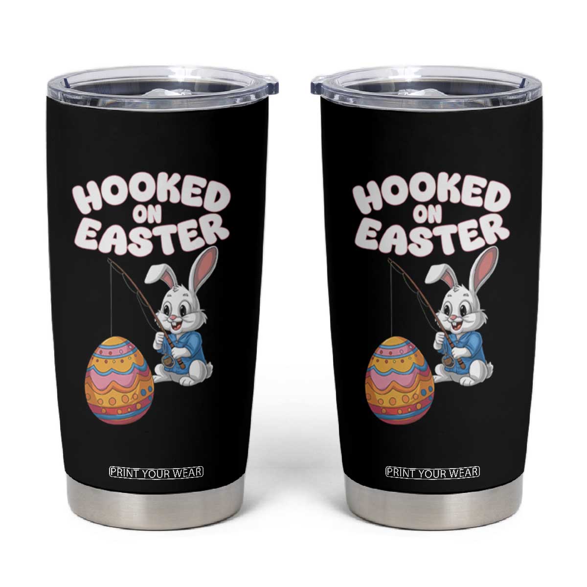 Cute Bunny Fishing Tumbler Cup Hooked for Easter Eggs Funny Holiday TS02