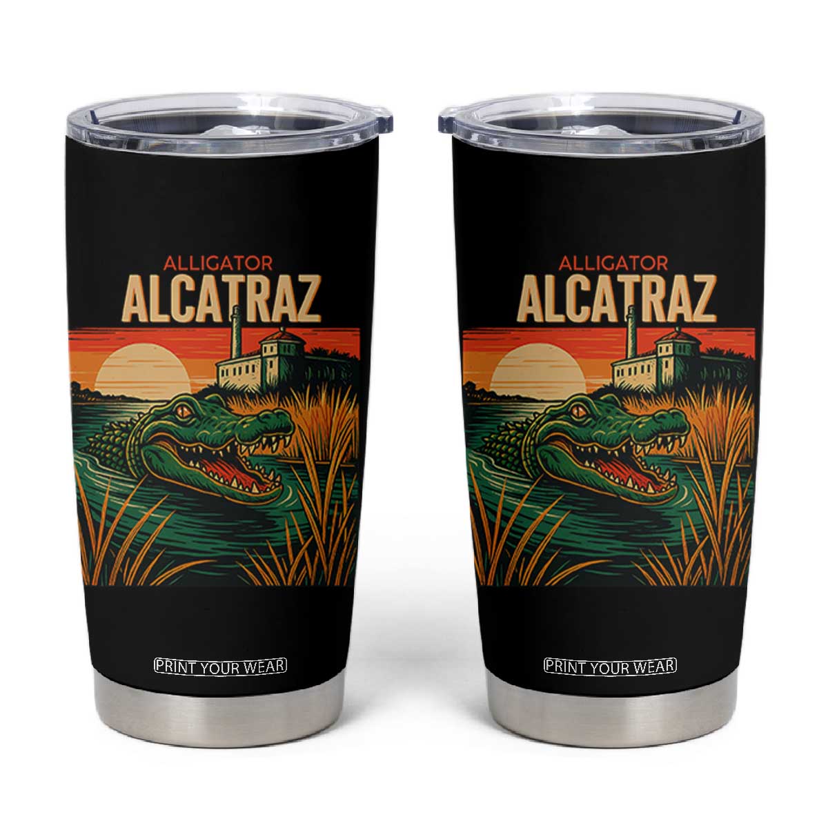 Alligator Alcatraz Tumbler Cup Retro Florida Swamp Political Prison TS02