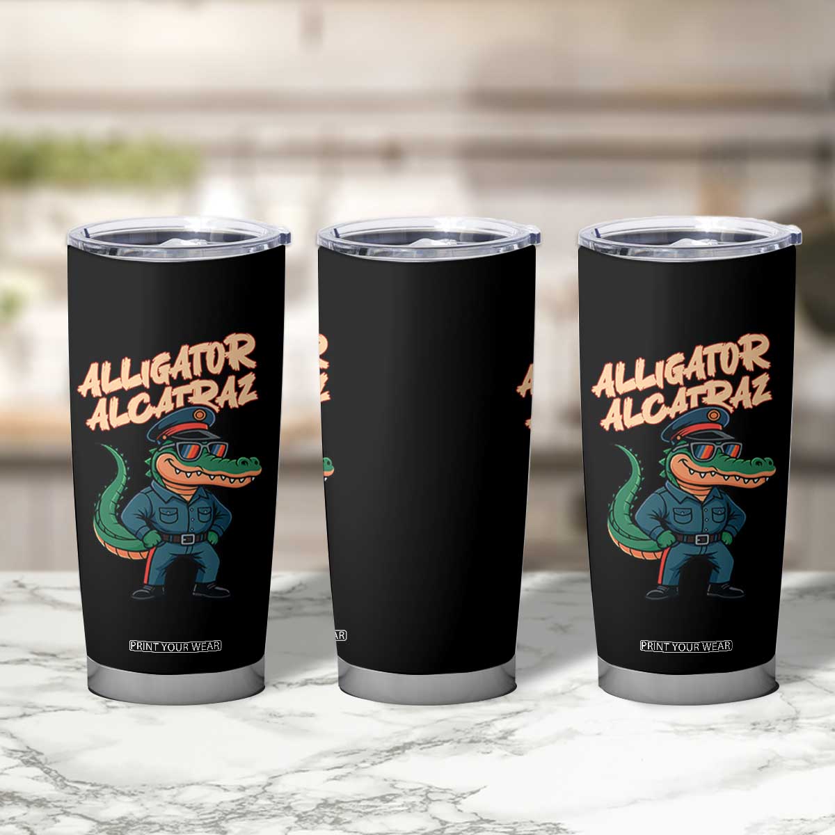 Alligator Alcatraz Political Tumbler Cup Funny Florida Gator Cop with Attitude TS02