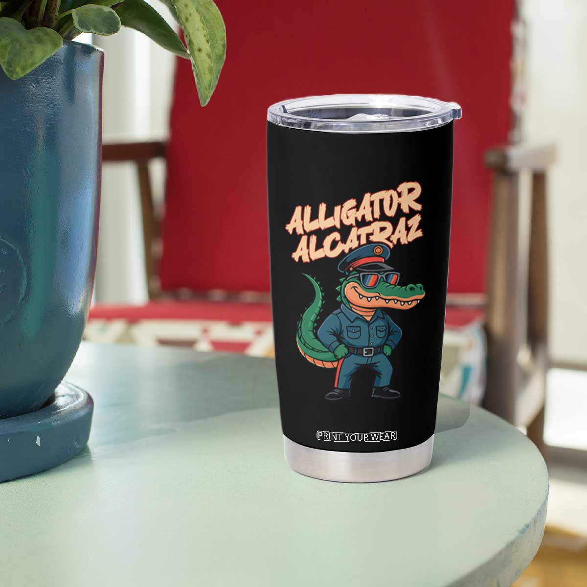 Alligator Alcatraz Political Tumbler Cup Funny Florida Gator Cop with Attitude TS02