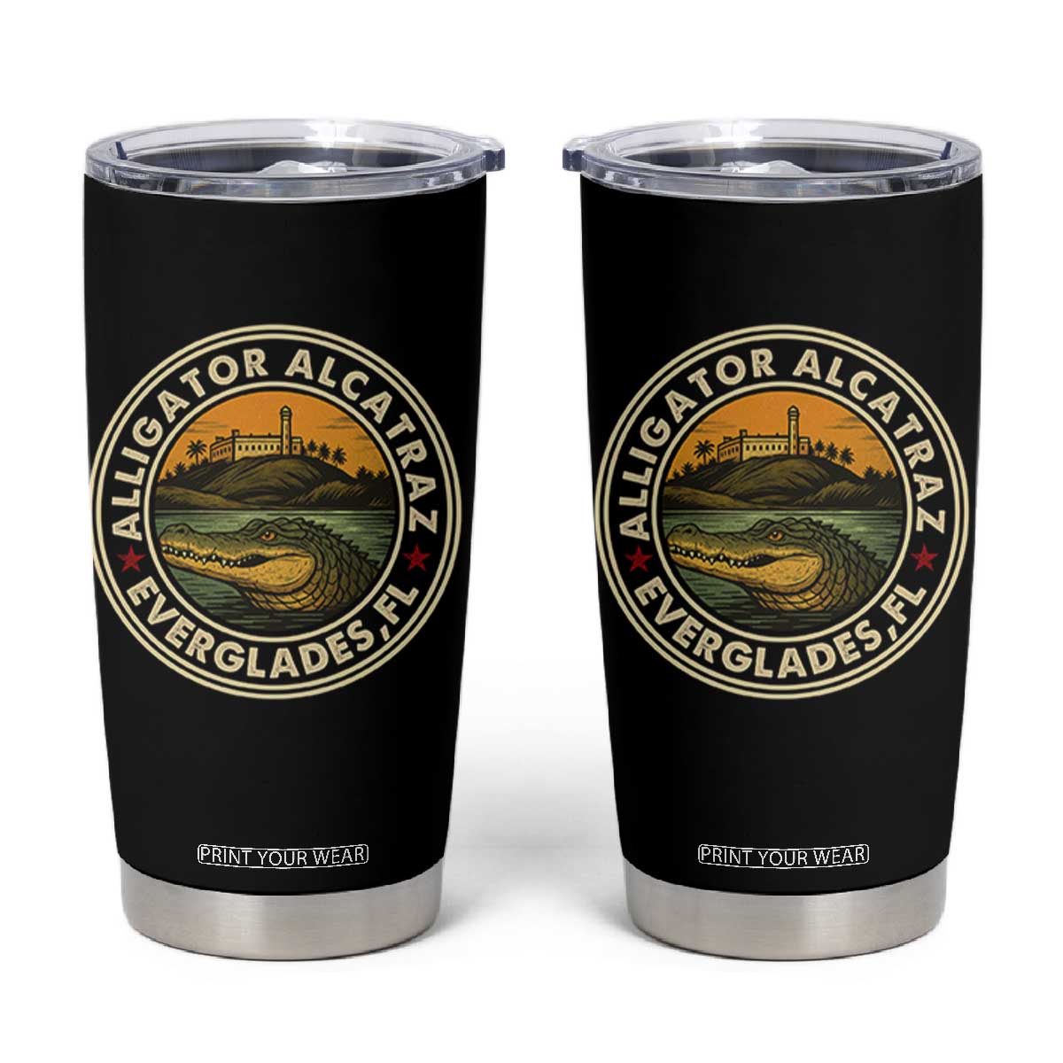 Alligator Alcatraz Everglades Florida Tumbler Cup Vintage Political Satire Retro TS02