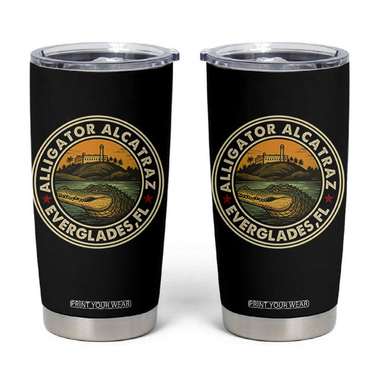 Alligator Alcatraz Everglades Florida Tumbler Cup Vintage Political Satire Retro TS02