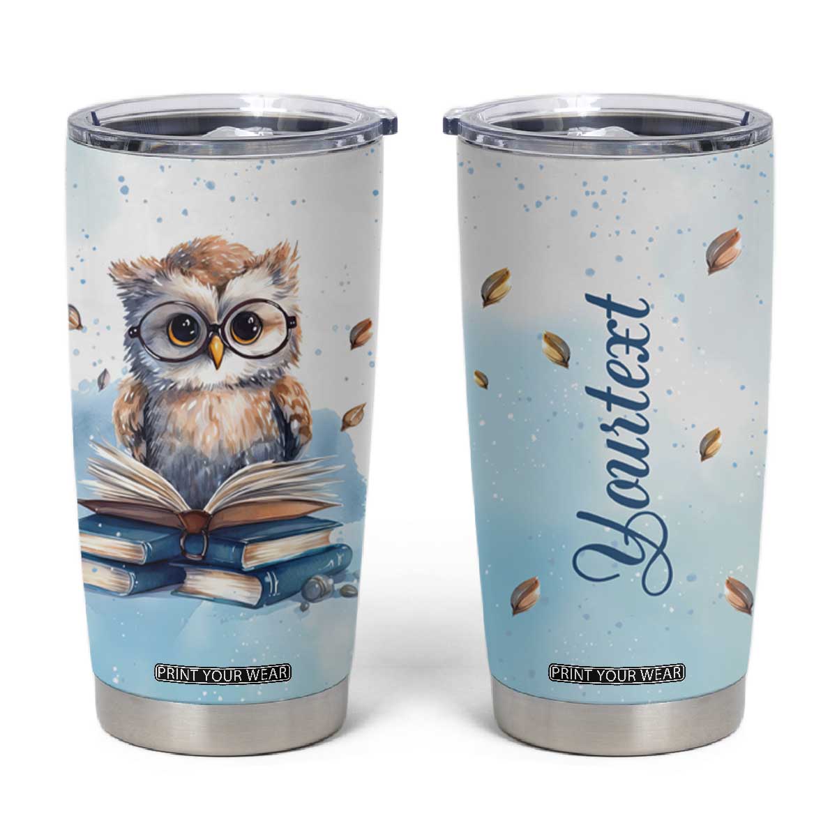 Book Owl Tumbler Cup Personalized TS04