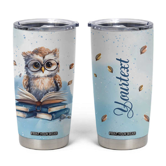 Book Owl Tumbler Cup Personalized TS04