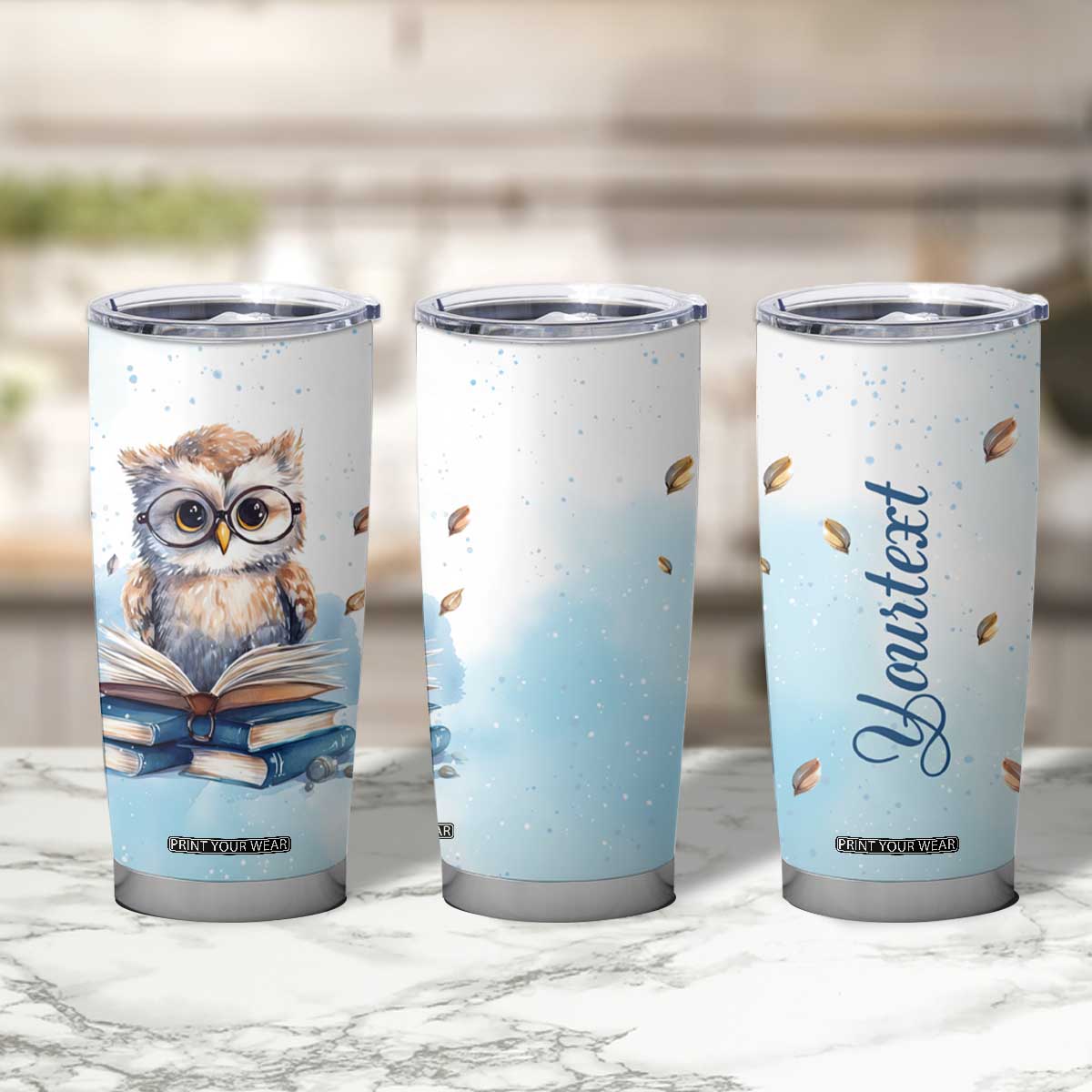Book Owl Tumbler Cup Personalized TS04
