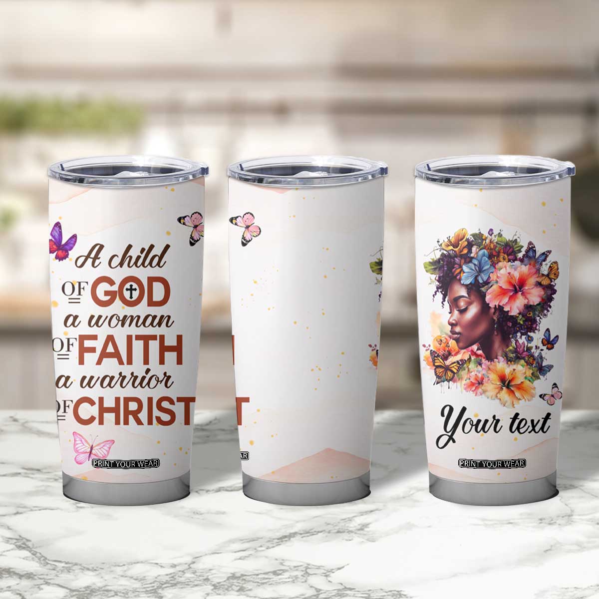 Black Woman A Child Of God A Woman Of Faith A Warrior Of Christ Tumbler Cup Personalized TS04
