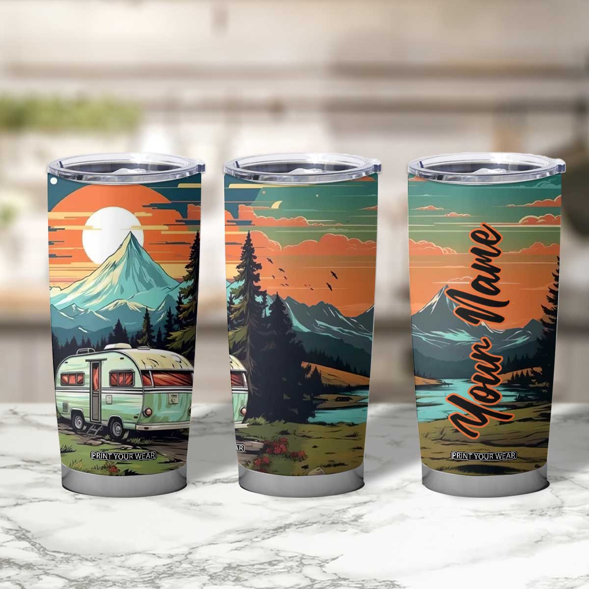 Camping Trailer Tumbler Cup Personalized TS04