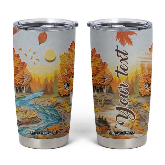 Autumn Leaves Quilling Art Personalized Tumbler Cup TS04