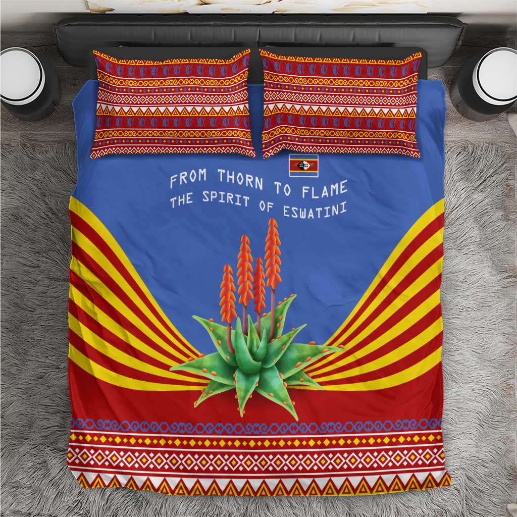 Aloe Vera Eswatini Bedding Set Flag Print and Cultural Motif From Thorn to Flame TS04