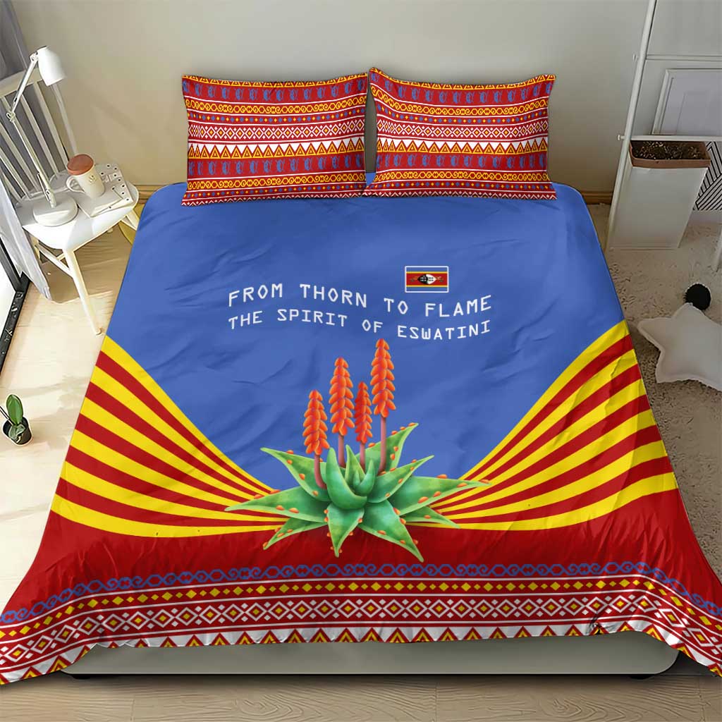 Aloe Vera Eswatini Bedding Set Flag Print and Cultural Motif From Thorn to Flame TS04