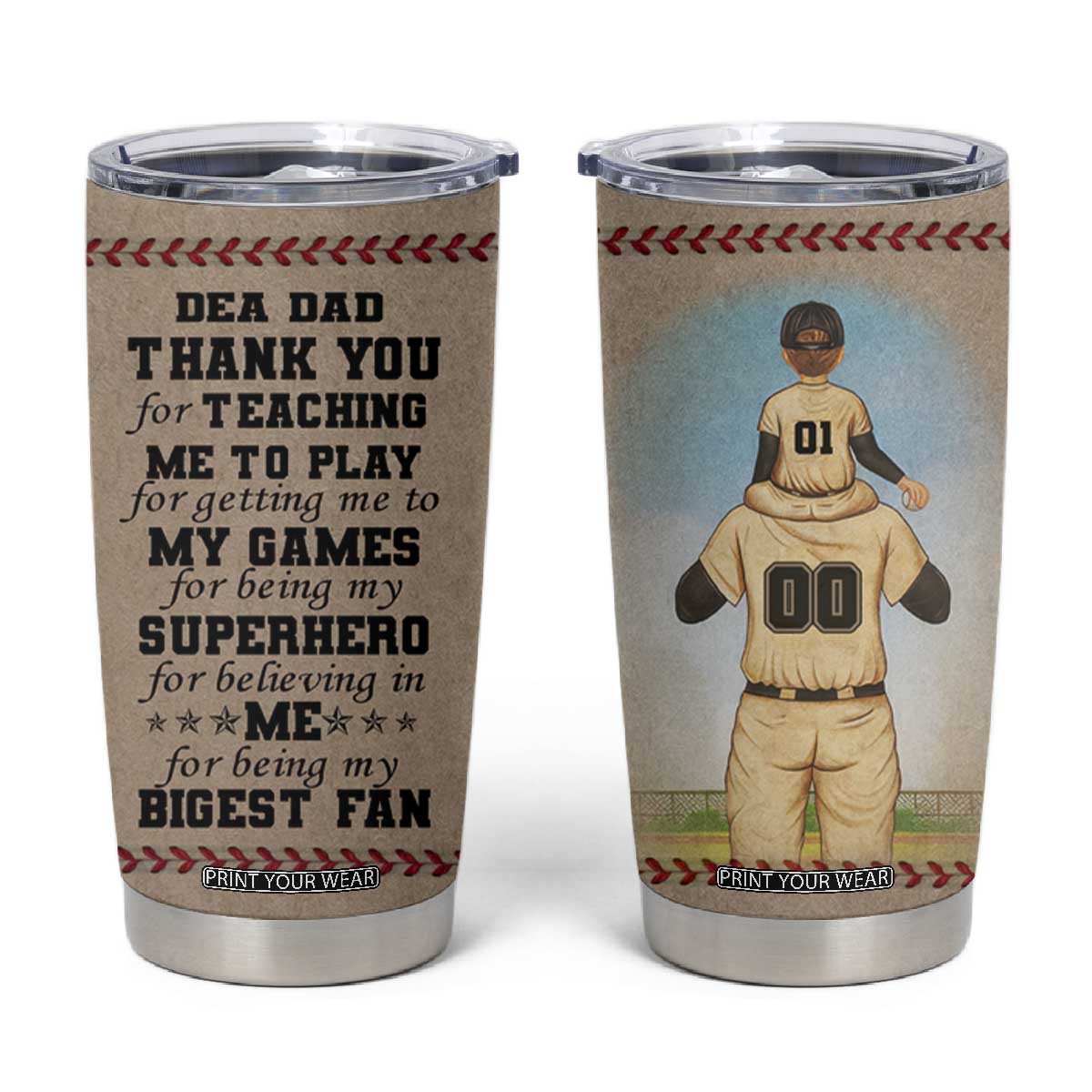 Baseball Daddy With His Son Personalized Tumbler Cup TS04