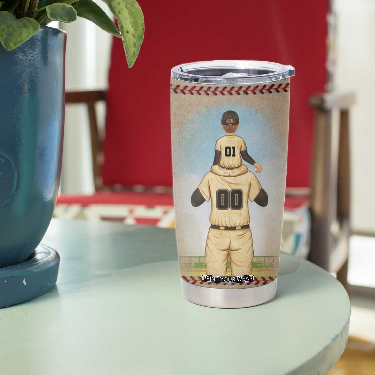 Baseball Daddy With His Son Personalized Tumbler Cup TS04