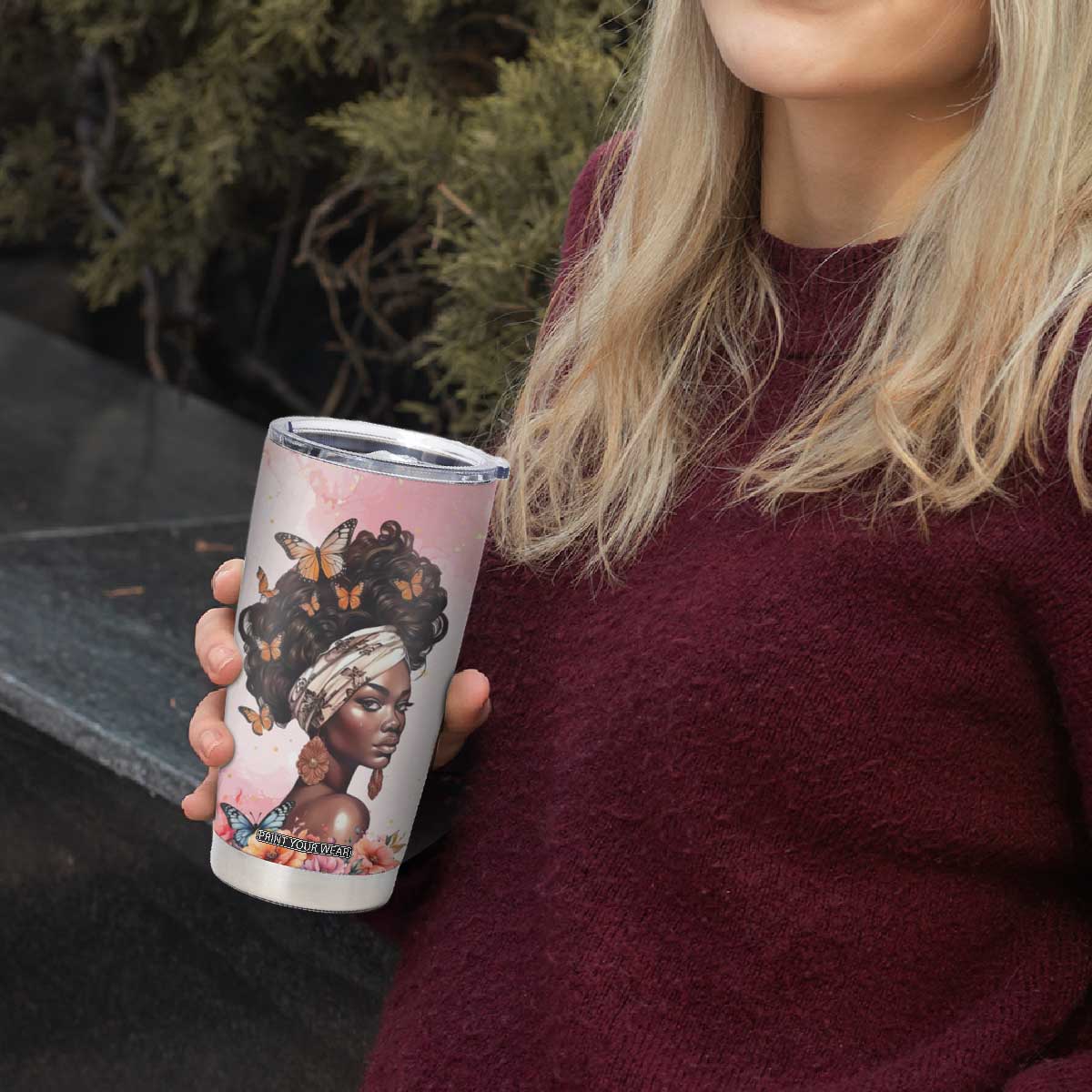 Black Woman Butterfly Tumbler Cup Personalized TS04