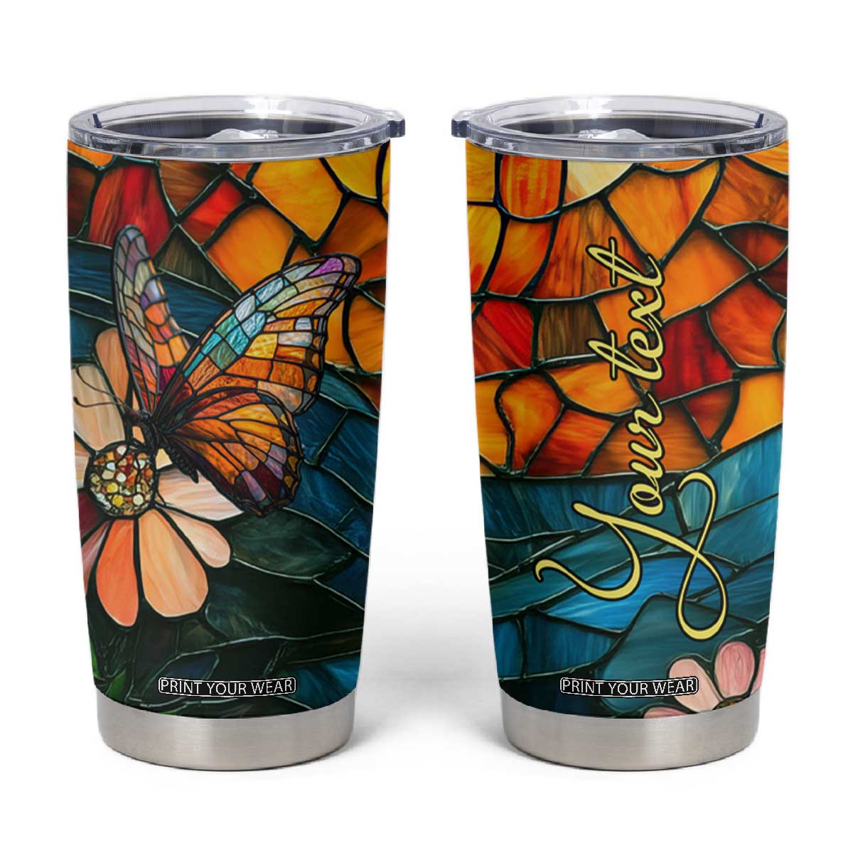 Butterfly Colorful Crystal Mosaic Tumbler Cup Personalized TS04