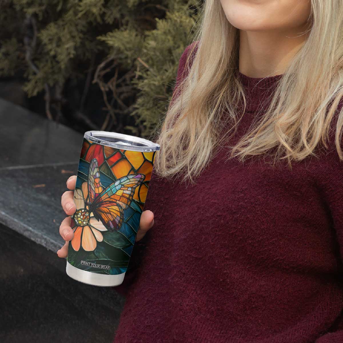 Butterfly Colorful Crystal Mosaic Tumbler Cup Personalized TS04