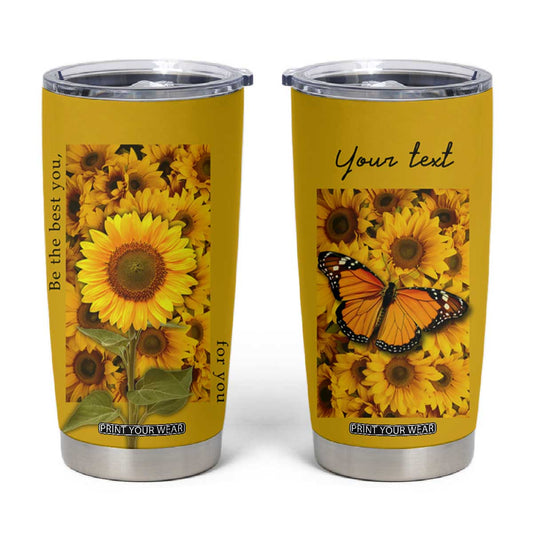 Butterfly Sunflower Tumbler Cup Personalized TS04