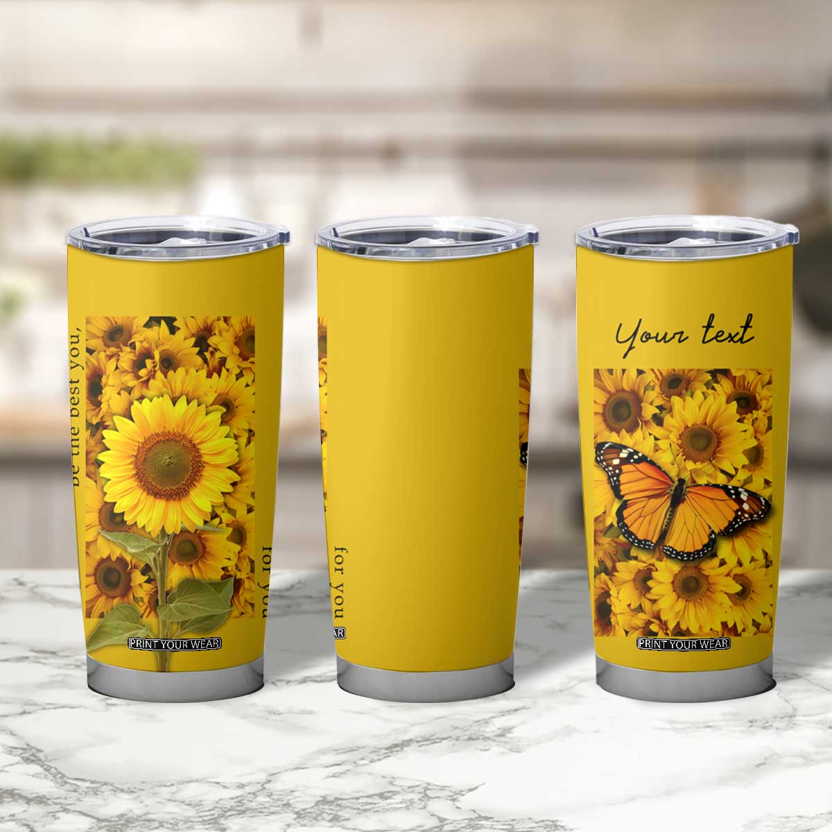 Butterfly Sunflower Tumbler Cup Personalized TS04