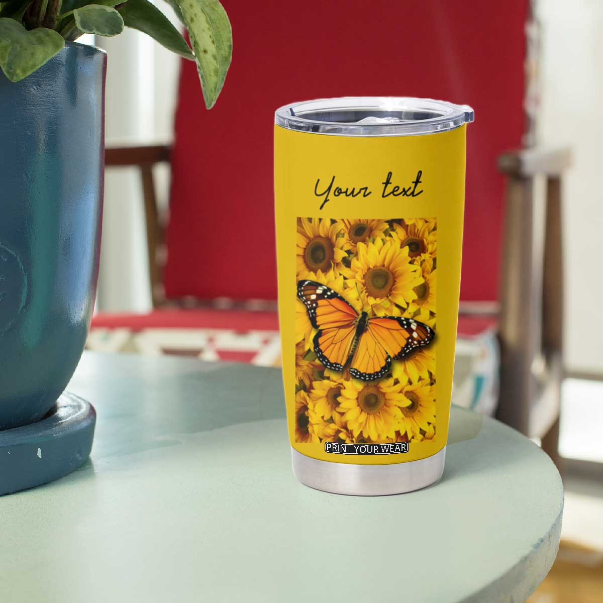 Butterfly Sunflower Tumbler Cup Personalized TS04