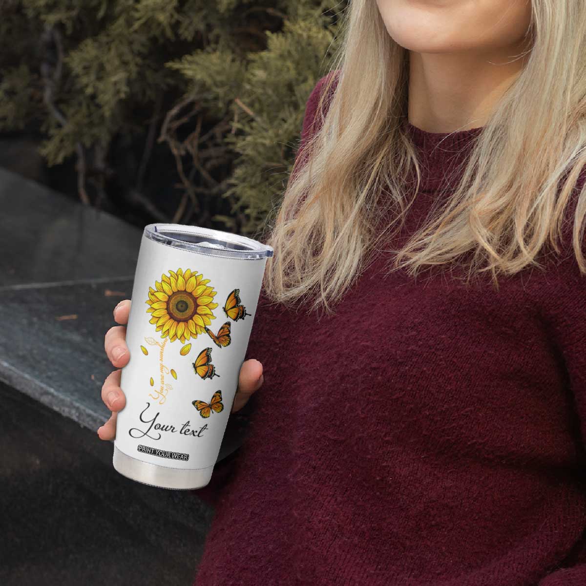 Butterfly Sunflower You Are My Sunshine Tumbler Cup Personalized TS04