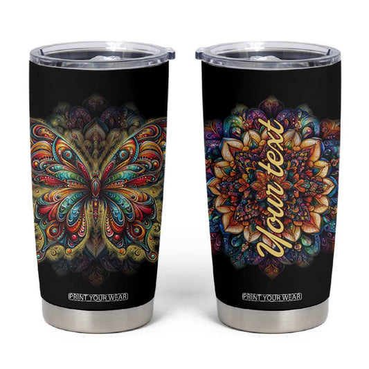 Colorful Mandala Butterfly Tumbler Cup Personalized TS04