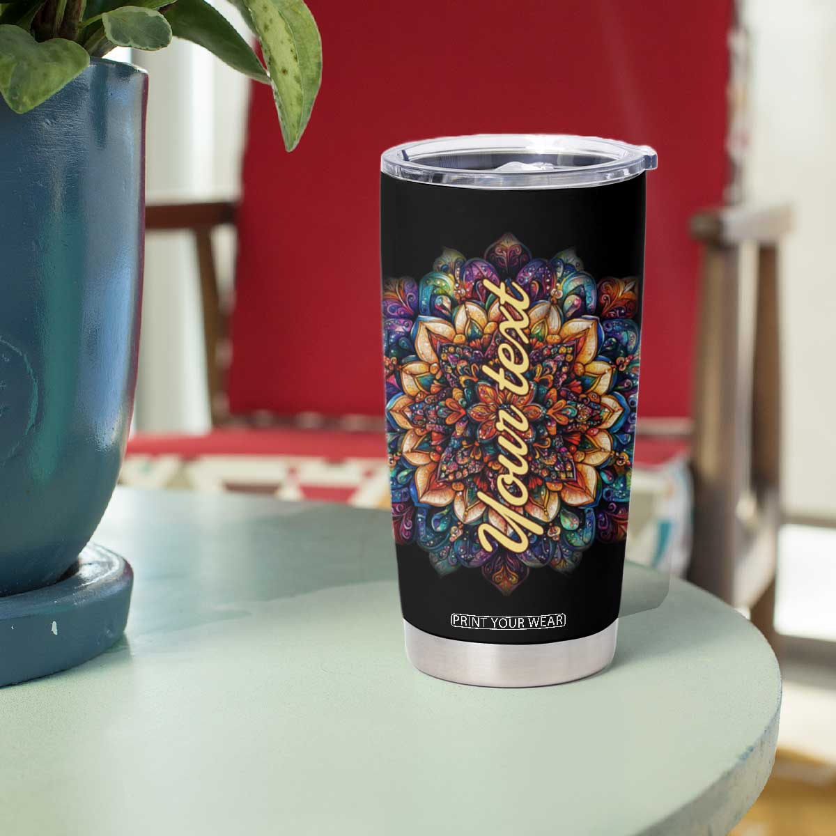 Colorful Mandala Butterfly Tumbler Cup Personalized TS04