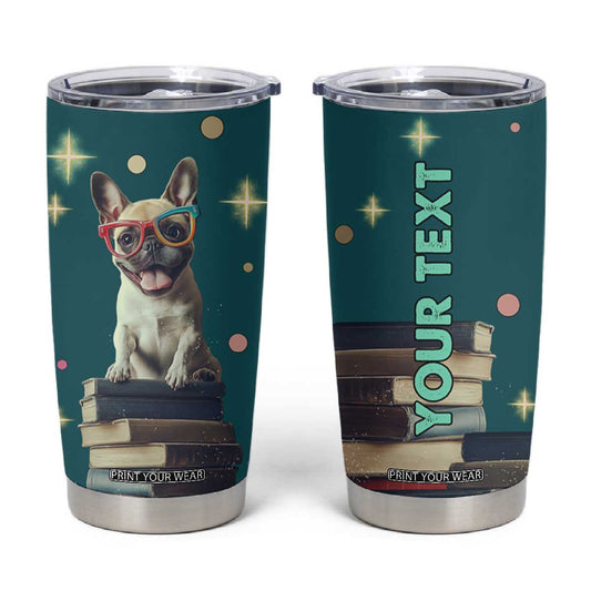 Cute Pug Reading Books Tumbler Cup Personalized TS04
