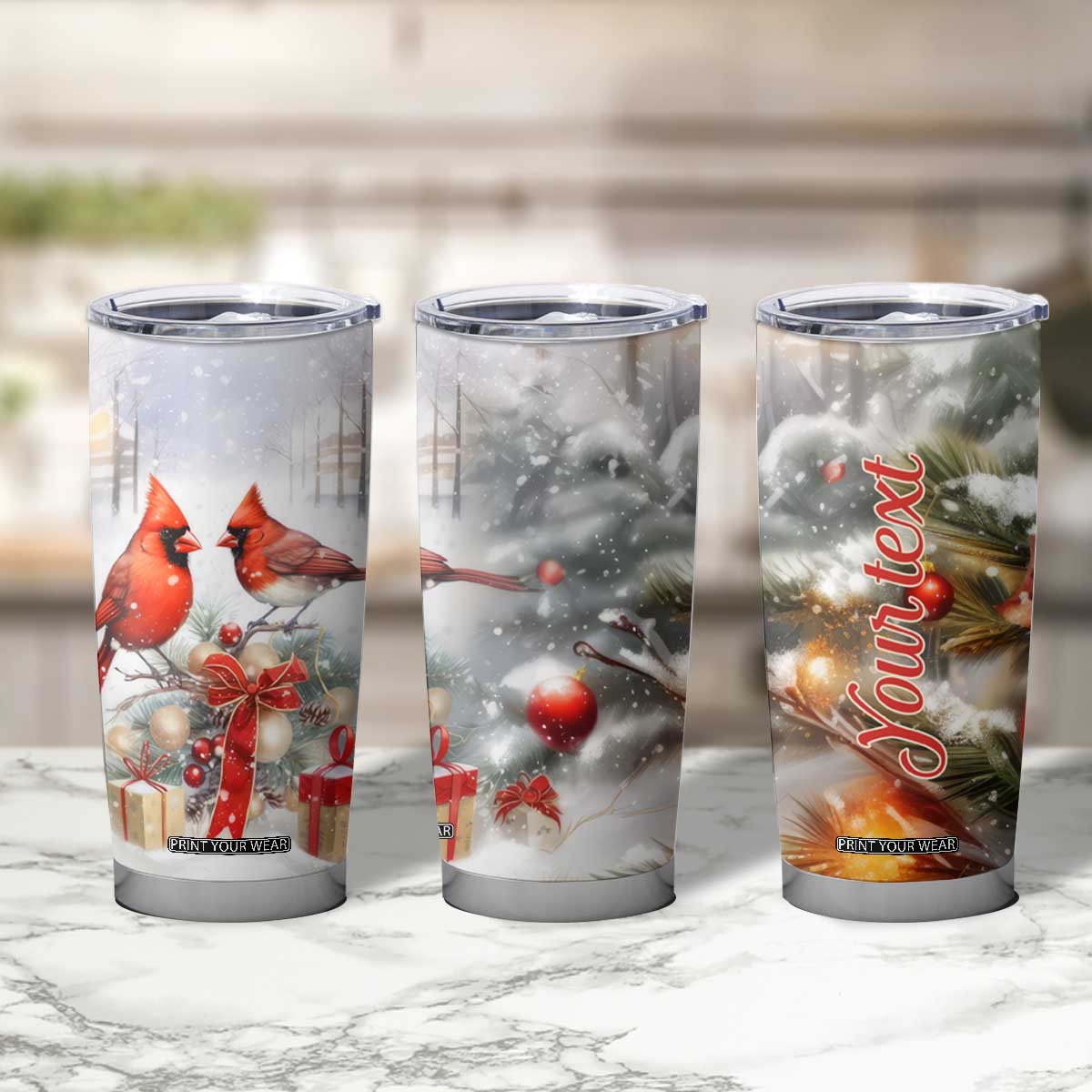 Cardinals Christmas Art Tumbler Cup Personalized TS04
