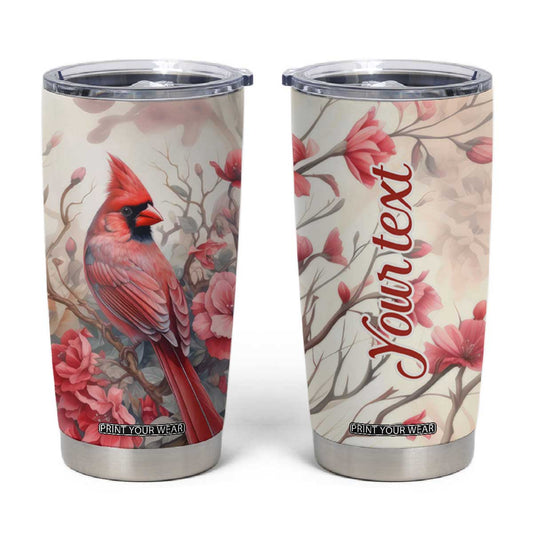Cardinal Red Flower Tumbler Cup Personalized TS04