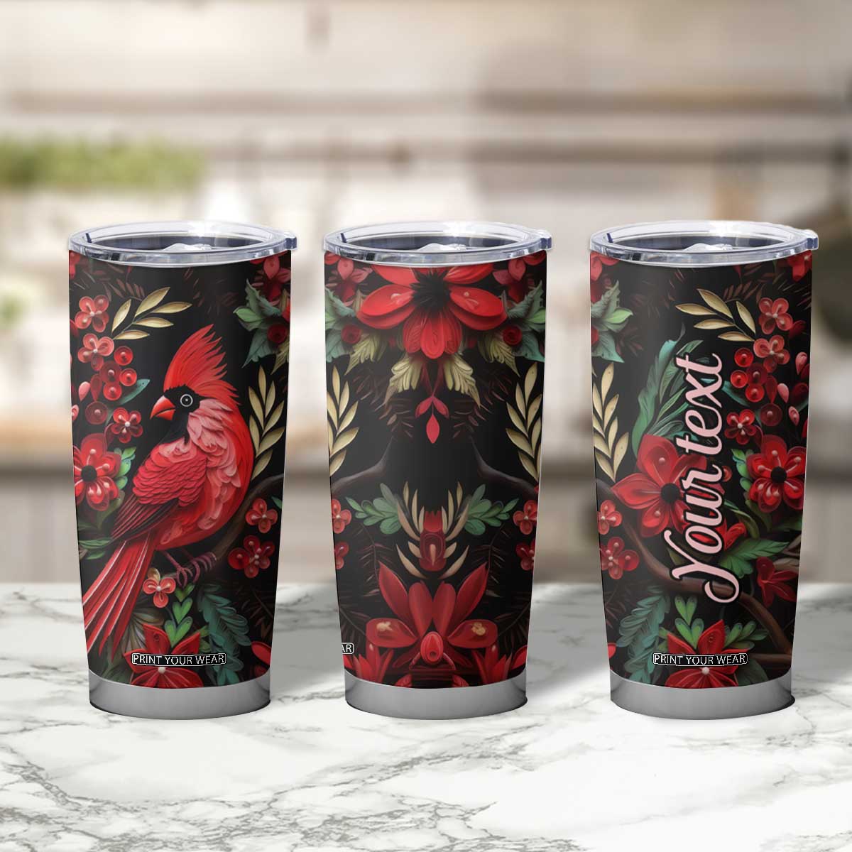 Cardinal Quilling Art Tumbler Cup Personalized TS04