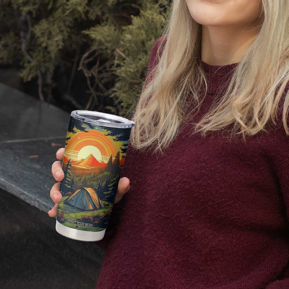 Camping Tent Vintage Tumbler Cup Personalized TS04