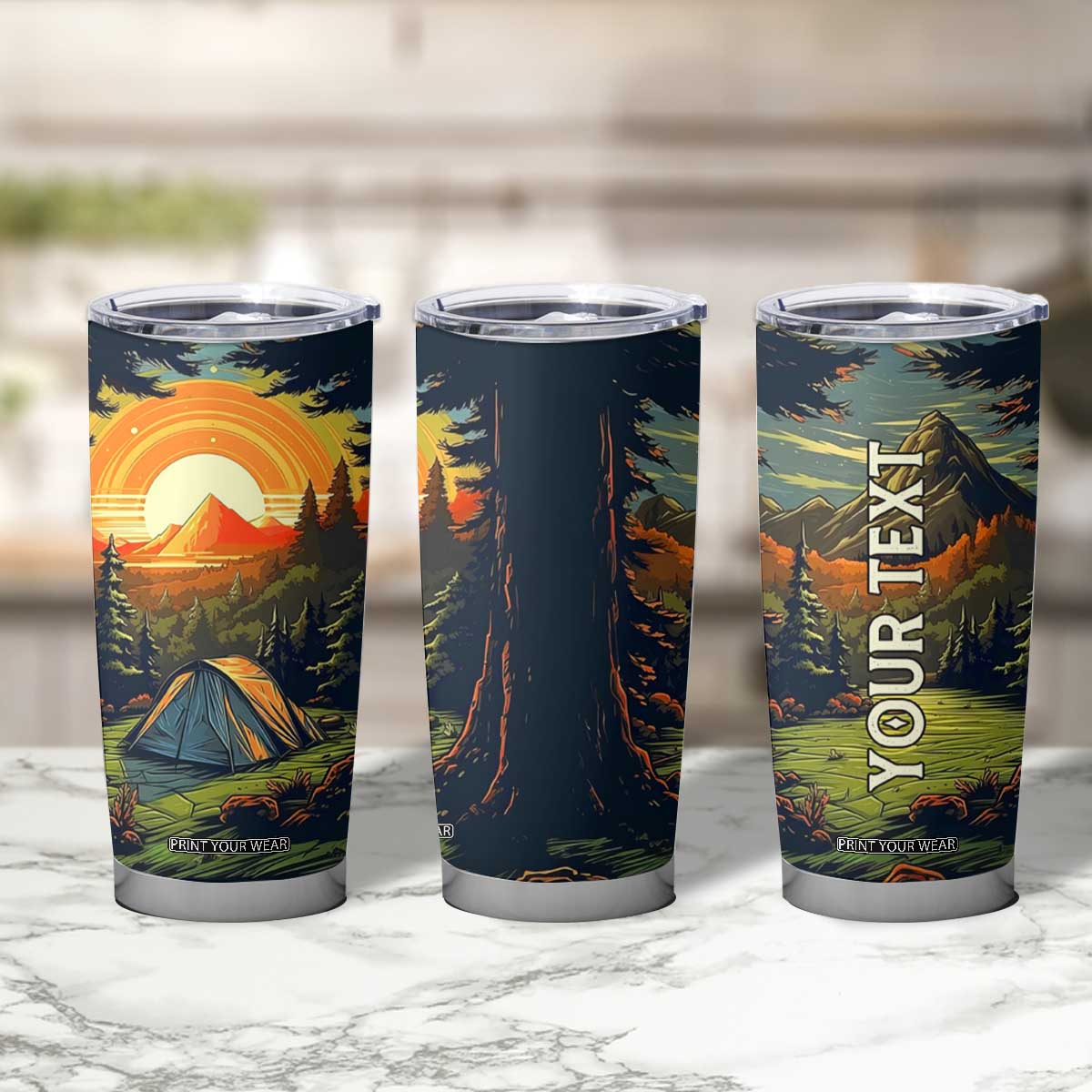 Camping Tent Vintage Tumbler Cup Personalized TS04