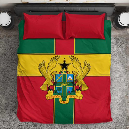 African Ghana Bedding Set Flag with Coat of Arms Simple Design TS04
