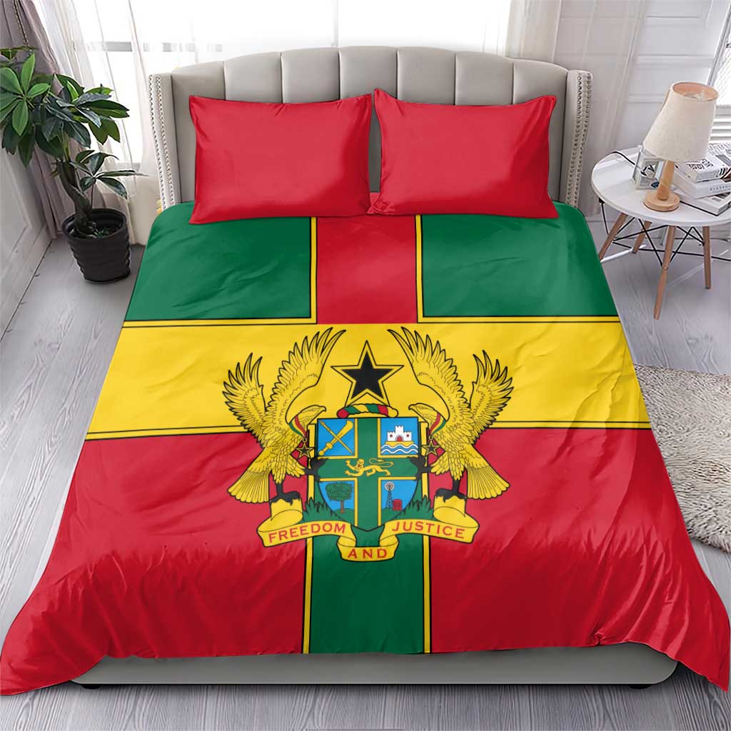 African Ghana Bedding Set Flag with Coat of Arms Simple Design TS04