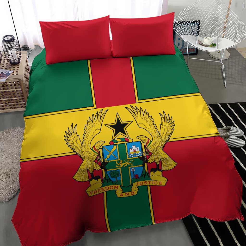 African Ghana Bedding Set Flag with Coat of Arms Simple Design TS04