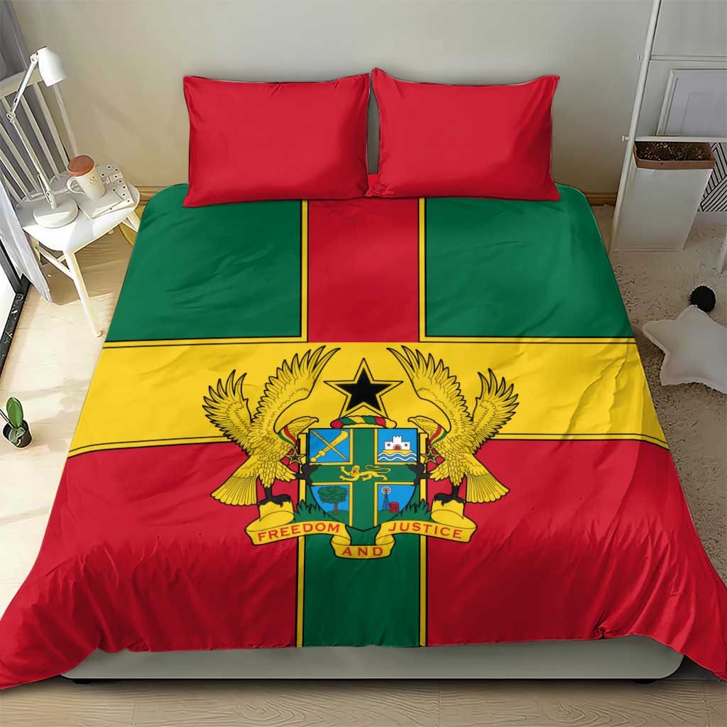 African Ghana Bedding Set Flag with Coat of Arms Simple Design TS04