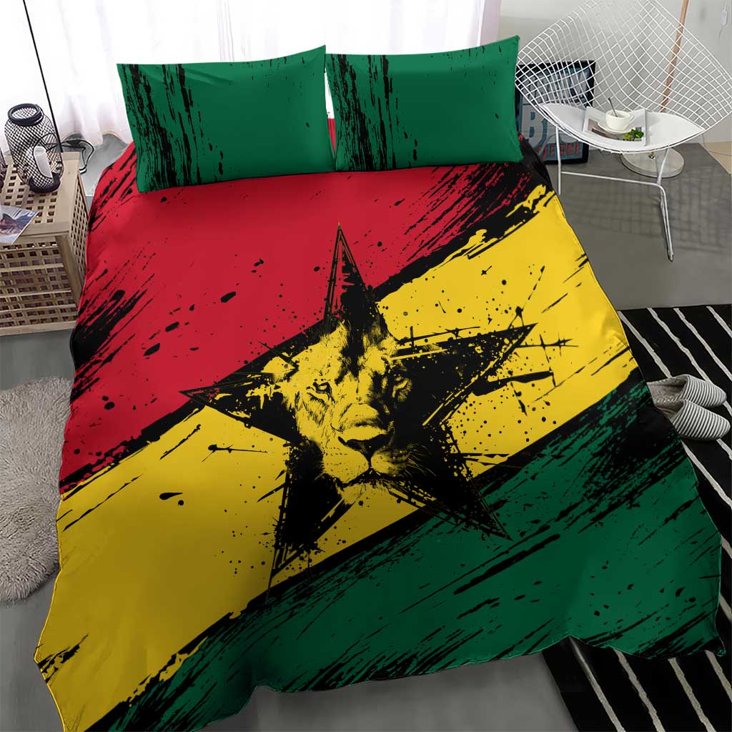 Afro Ghana Lion Bedding Set Star Grunge Style TS04