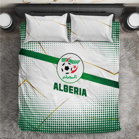 Algeria Soccer Bedding Set with Desert Warriors Text and National Flag Design TS04