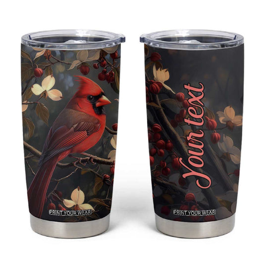 Cardinal Floral Tumbler Cup Personalized TS04