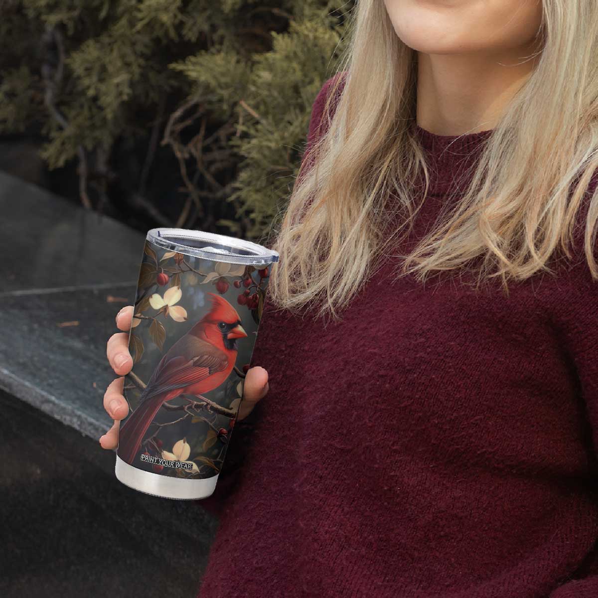 Cardinal Floral Tumbler Cup Personalized TS04