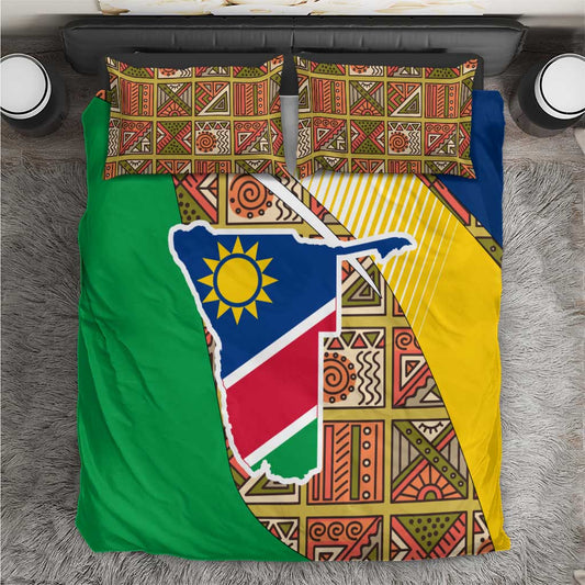 Afro Namibia Map Bedding Set National Emblem and Cultural Motif Design TS04