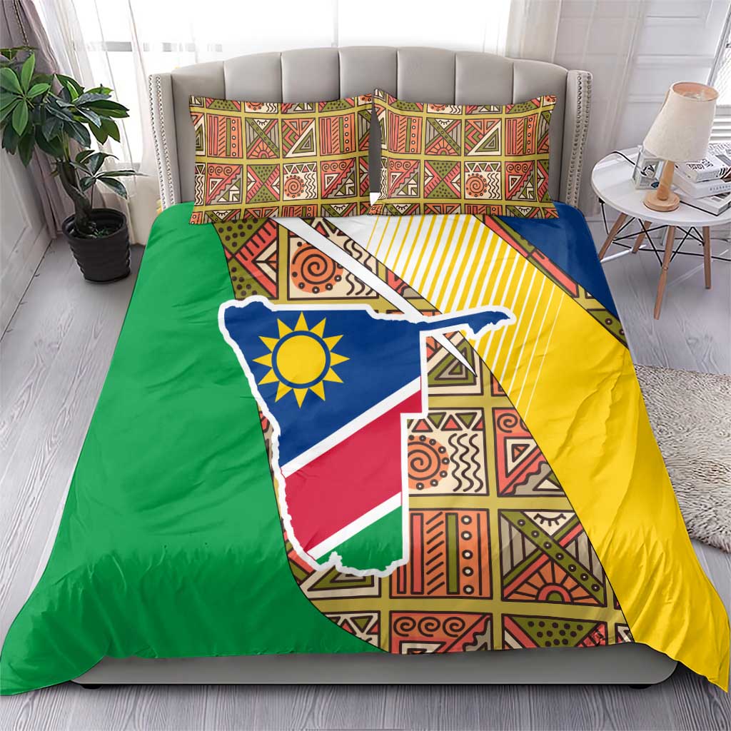 Afro Namibia Map Bedding Set National Emblem and Cultural Motif Design TS04