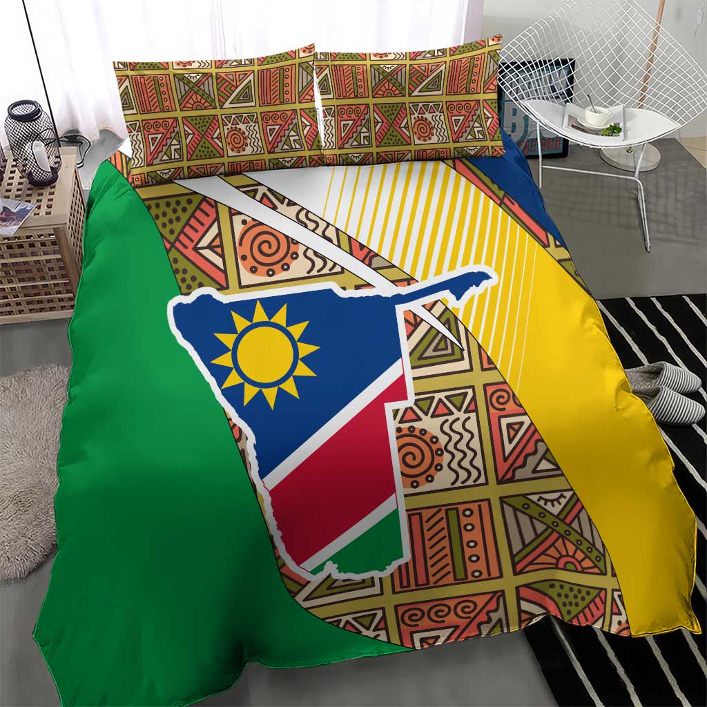 Afro Namibia Map Bedding Set National Emblem and Cultural Motif Design TS04