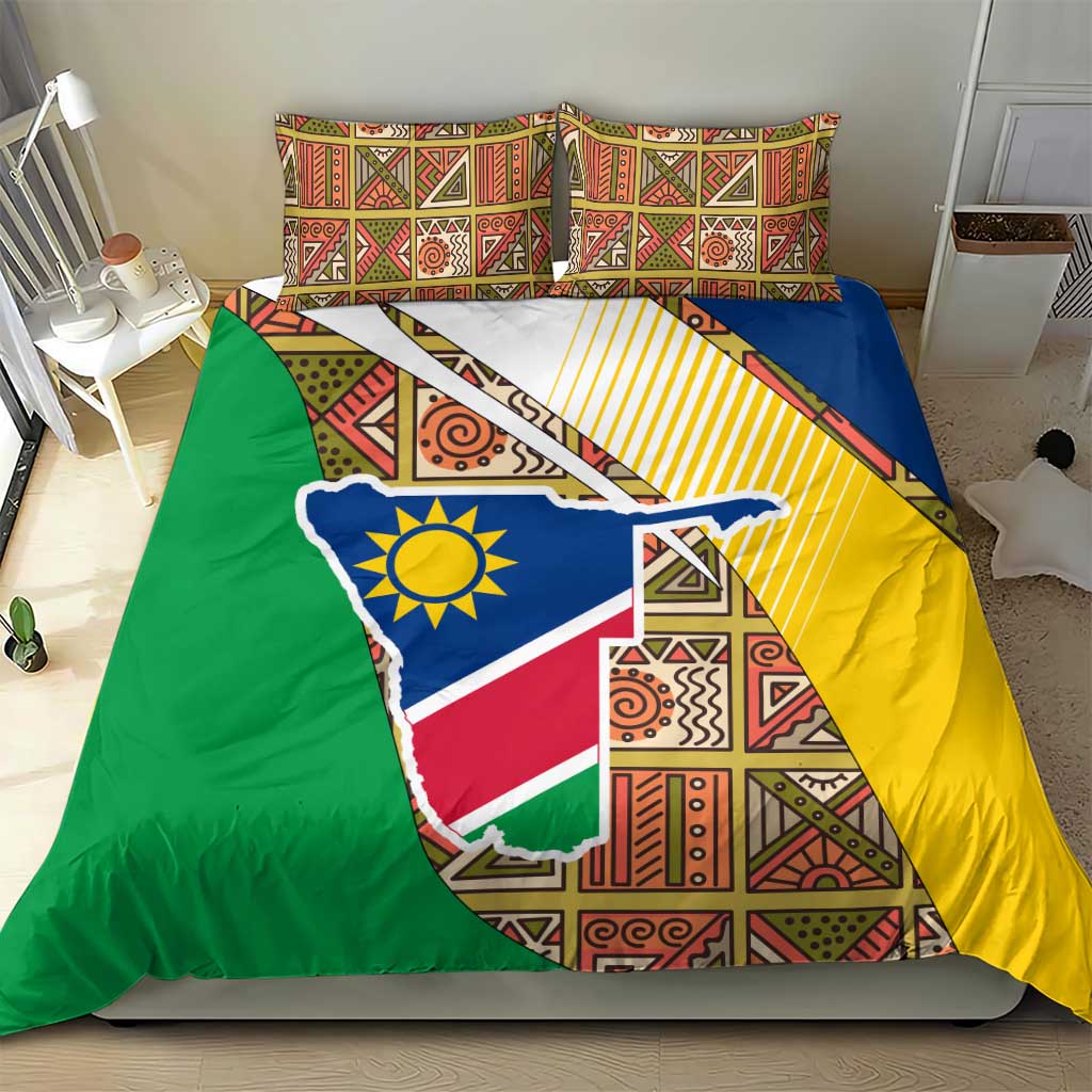 Afro Namibia Map Bedding Set National Emblem and Cultural Motif Design TS04