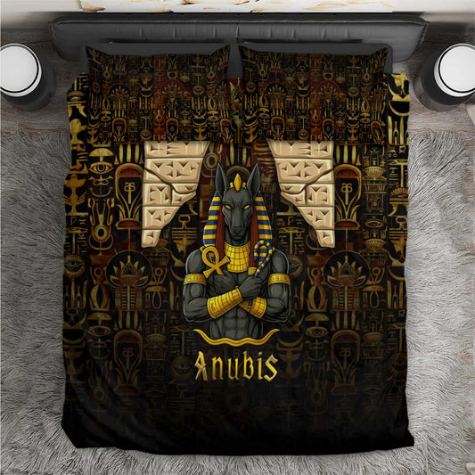 Anubis Egypt Bedding Set Ancient Hieroglyph Pharaoh Spirit TS04