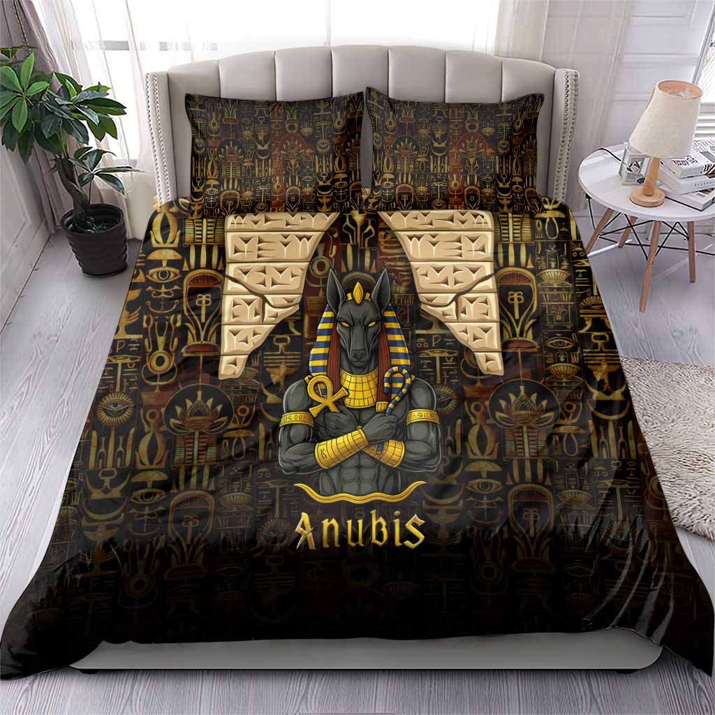 Anubis Egypt Bedding Set Ancient Hieroglyph Pharaoh Spirit TS04